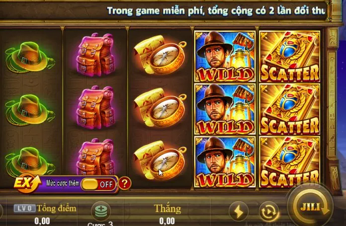 Trò chơi nổ hũ chủ đề phiêu lưu với bản đồ kho báu và rương vàng